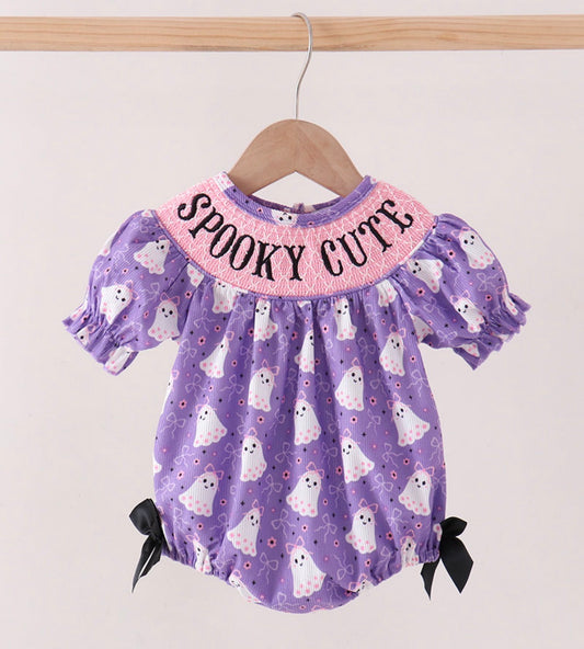 Spooky Cute Purple Smocked Bubble