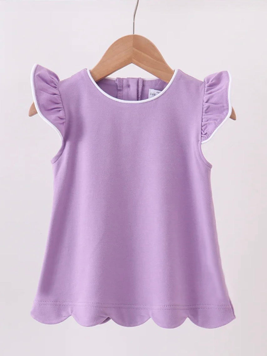 Flutter Sleeve Scalloped Top