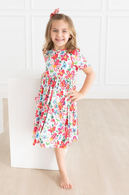 MR Neon Floral S/S Twirl Dress