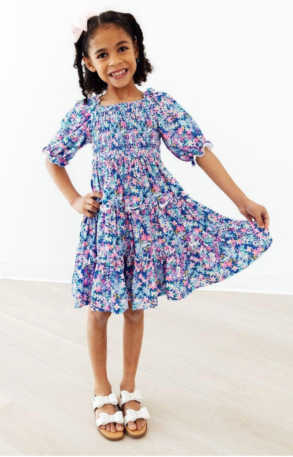 MR Darling Daisies Smocked Ruffle Dress