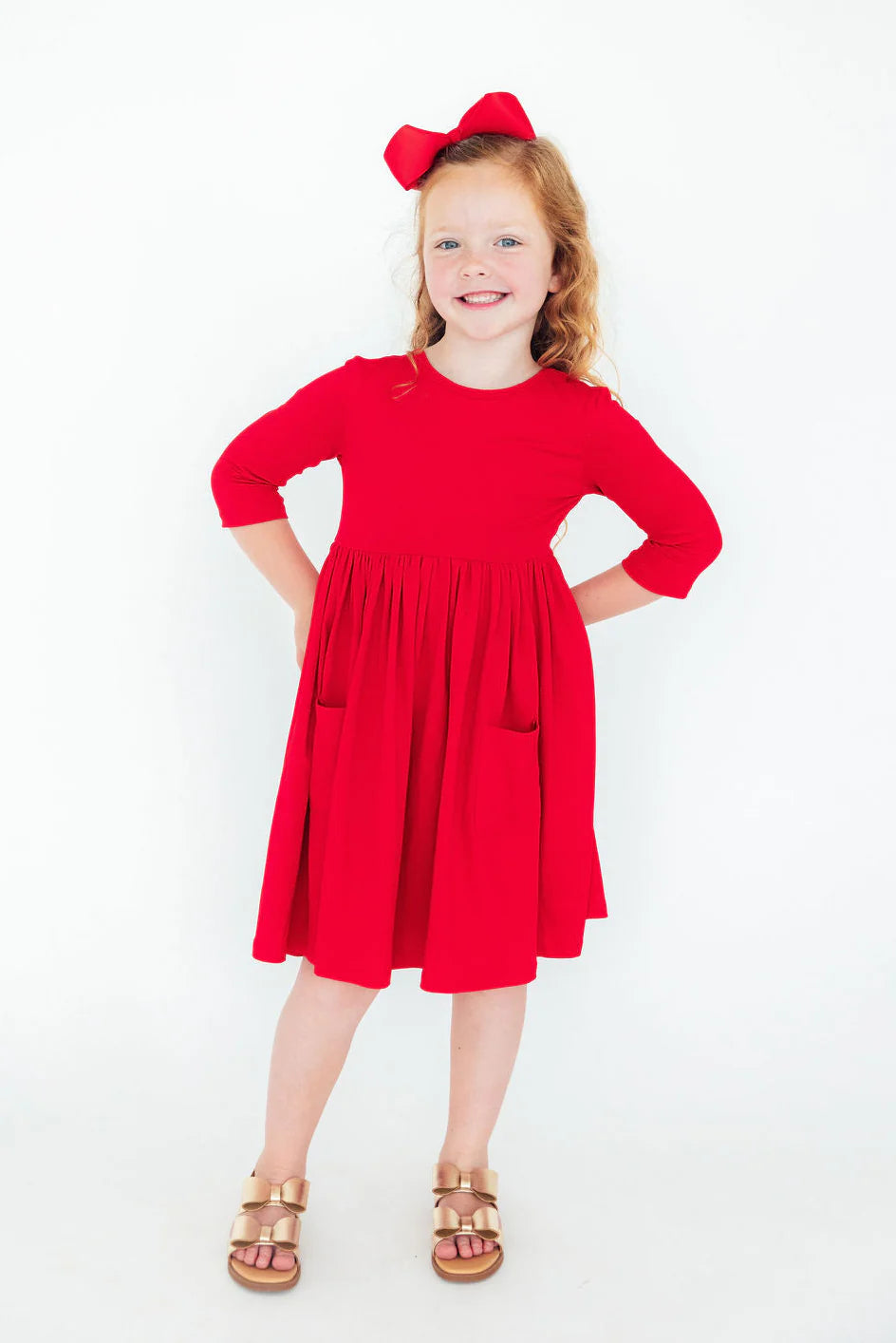 MR 3/4 Sleeve Pocket Twirl Dress