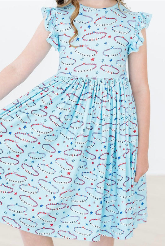 MR Miss Americana Flutter Sleeve Twirl Dress