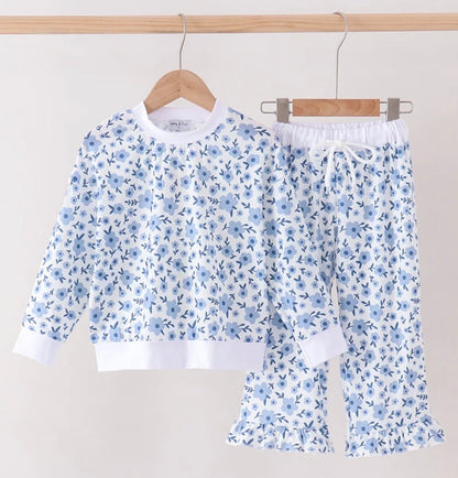 Blue Ditzy Floral Pant Set