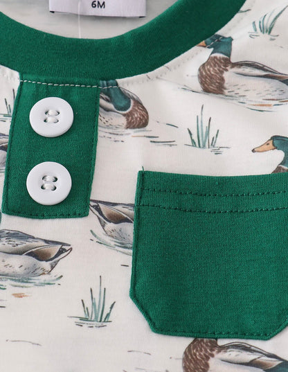 Green Duck L/S Romper