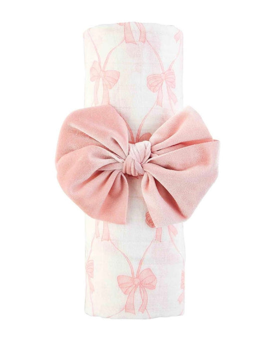 Mudpie Bow Swaddle + Headband Set