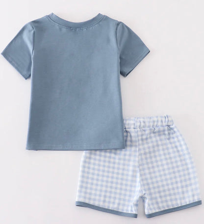Blue Golf Smocked Set