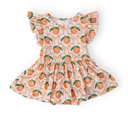 MR Orange Orchard Flutter Sleeve Twirl Bodysuit