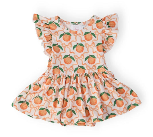 MR Orange Orchard Flutter Sleeve Twirl Bodysuit