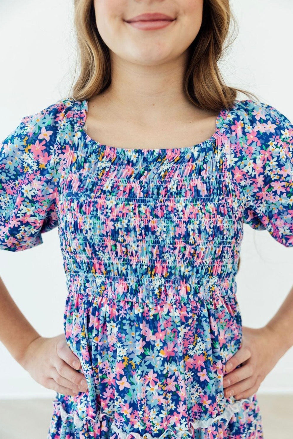 MR Darling Daisies Smocked Ruffle Dress