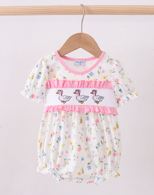 Pink Duck Smocked Bubble