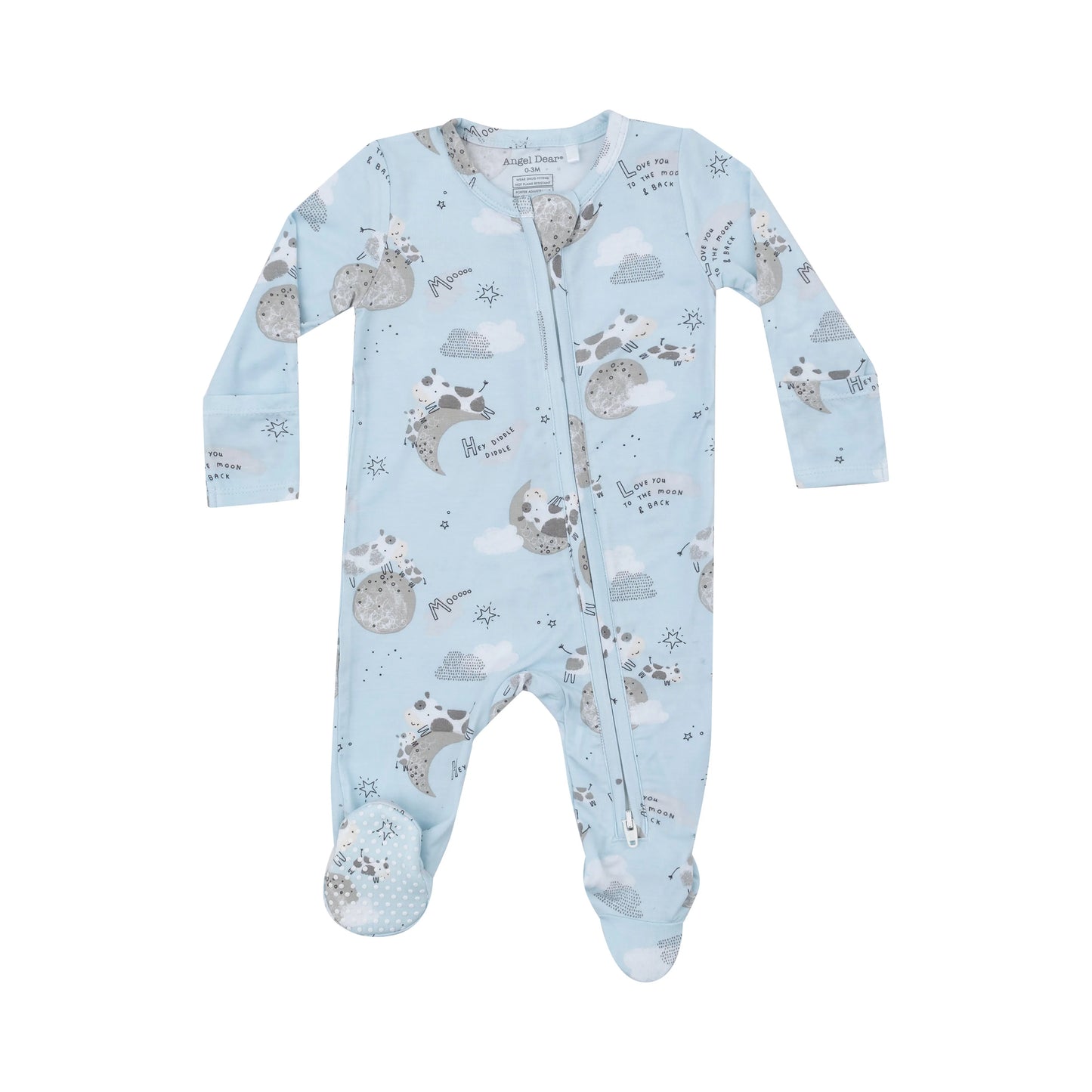Angel Dear I love you to the moon cows 2 Way Zipper Footie