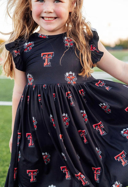 MR Texas Tech Black Raider Flutter Twirl Dress