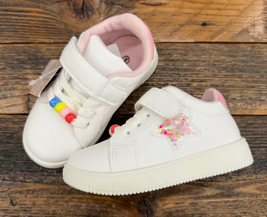 LA White + Pink Beaded Shoe