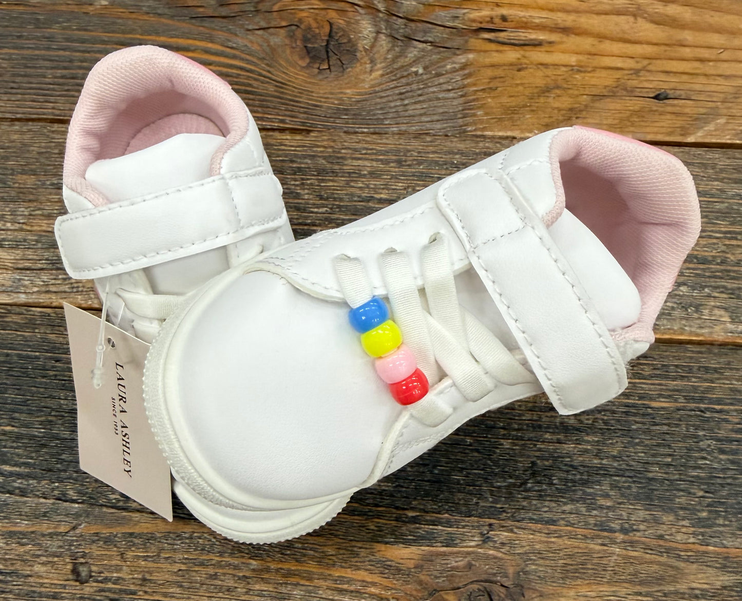 LA White + Pink Beaded Shoe