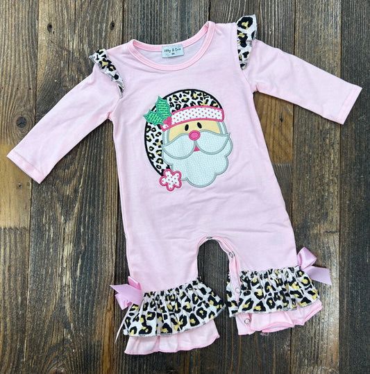 Pink Leopard Santa Romper