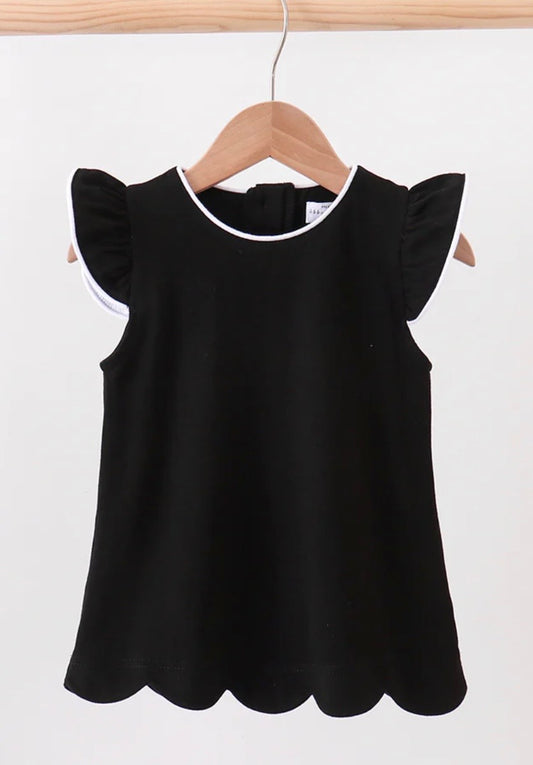 Flutter Sleeve Scalloped Top