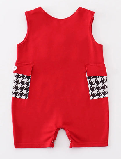 Red Embroidered Mouse Romper