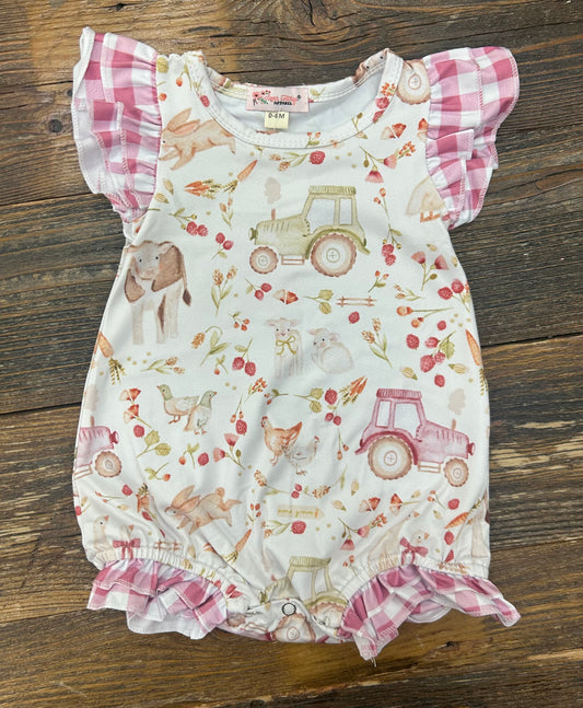 Raspberry Farm Ruffle Romper
