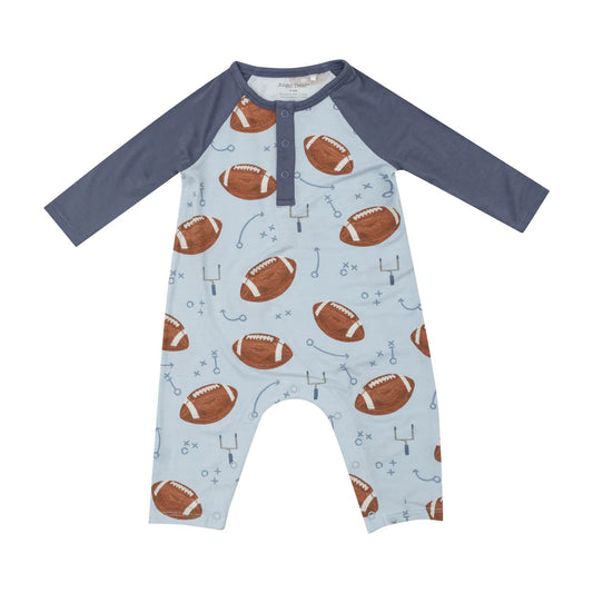 Angel Dear Blue Football L/S Raglan Romper