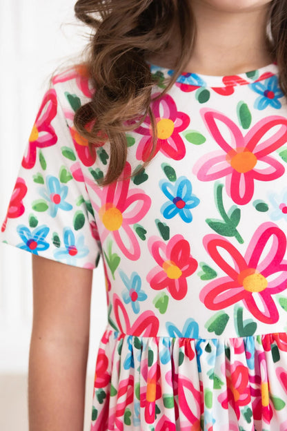 MR Neon Floral S/S Twirl Dress