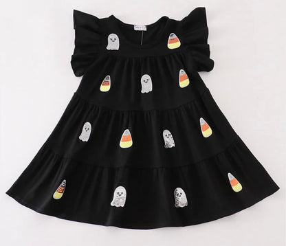 Black Ghost Sequin Ruffle Dress