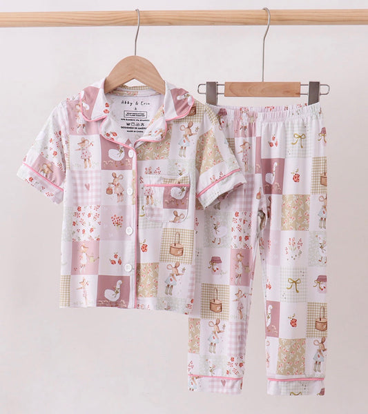 Pink Goose Checkered Bamboo Pajama Set