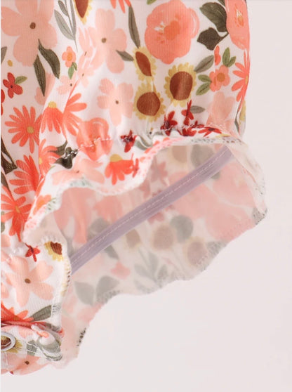 Green Floral Ruffle Bubble