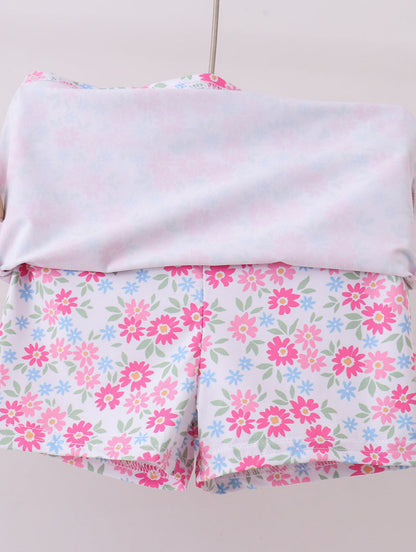 Pink Floral Active Skort Set