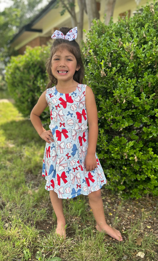 Bows & Baseball Tennis Dress