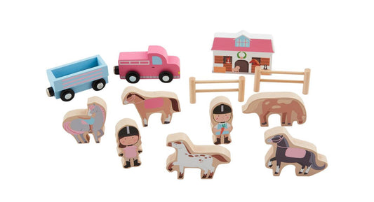 Mudpie Horse Stable Wood Toy Set