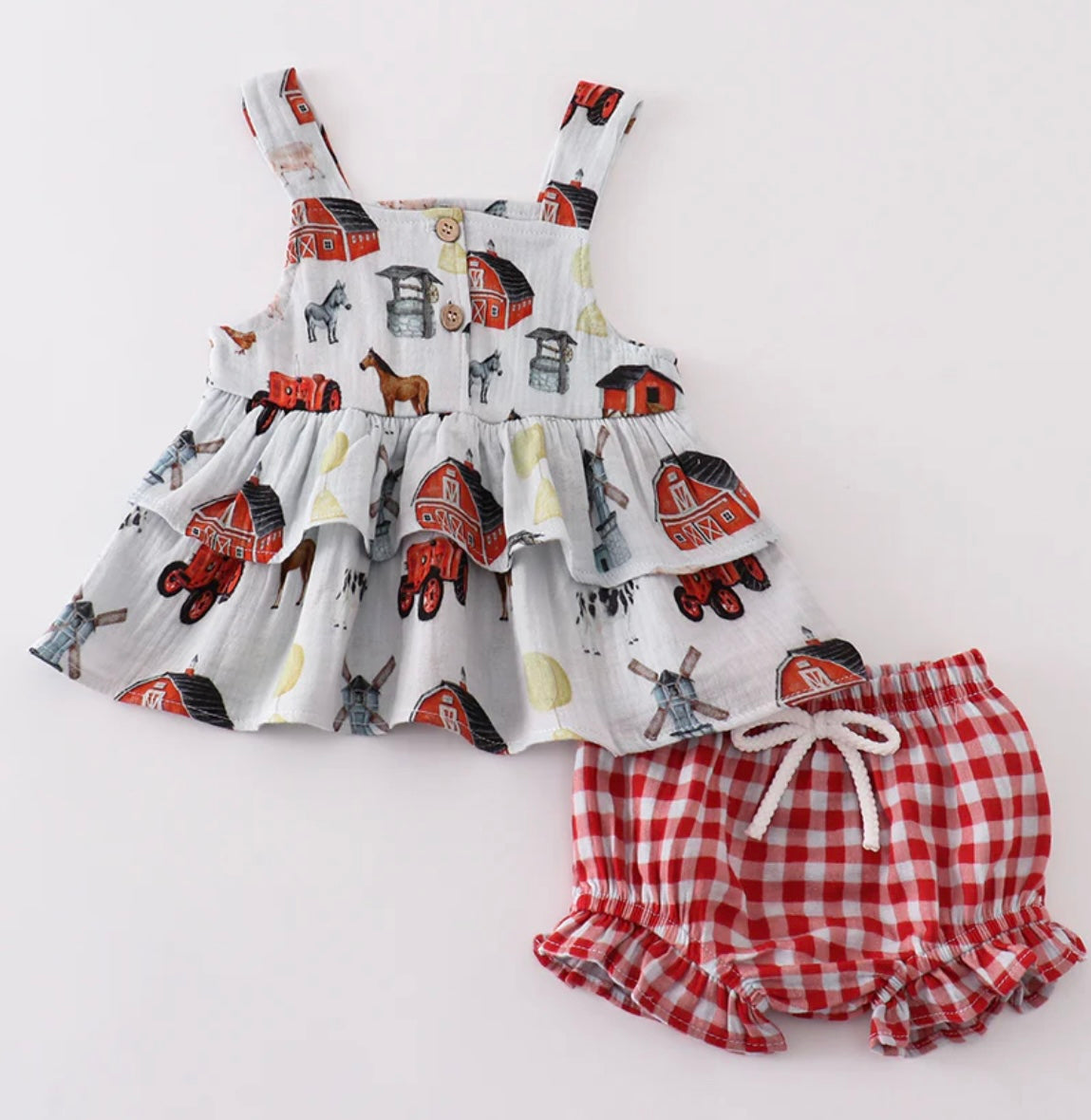 Farm Muslin Ruffle Baby Set