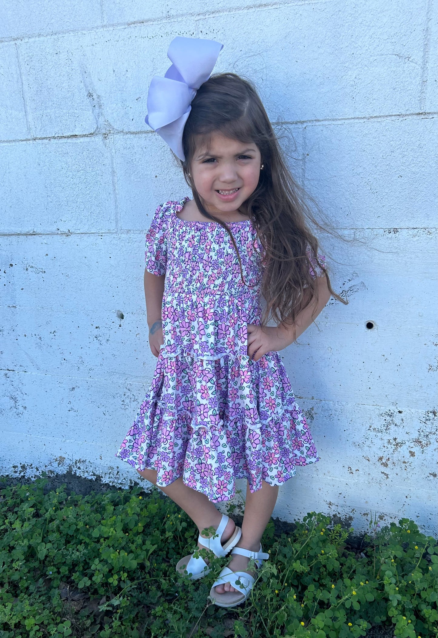 M&R Lovely Lavender Smocked Ruffle Dress