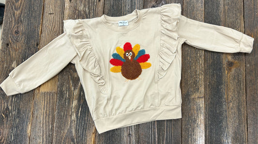 Beige Turkey Ruffle Top
