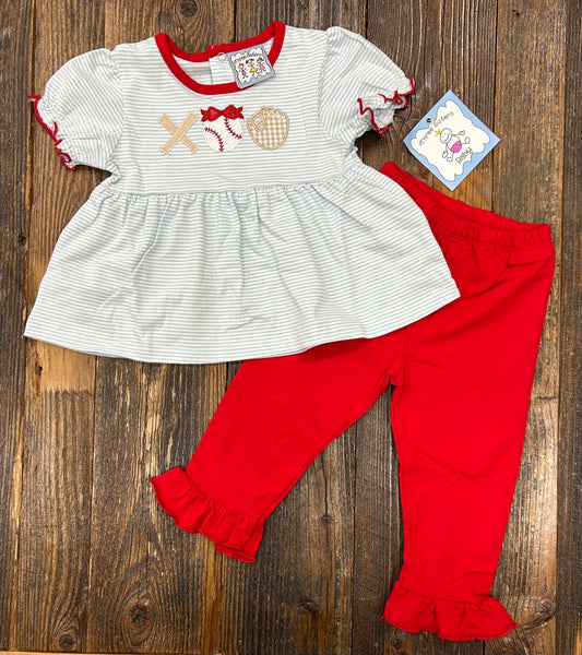 Three Sisters Baseball Applique Legging Set