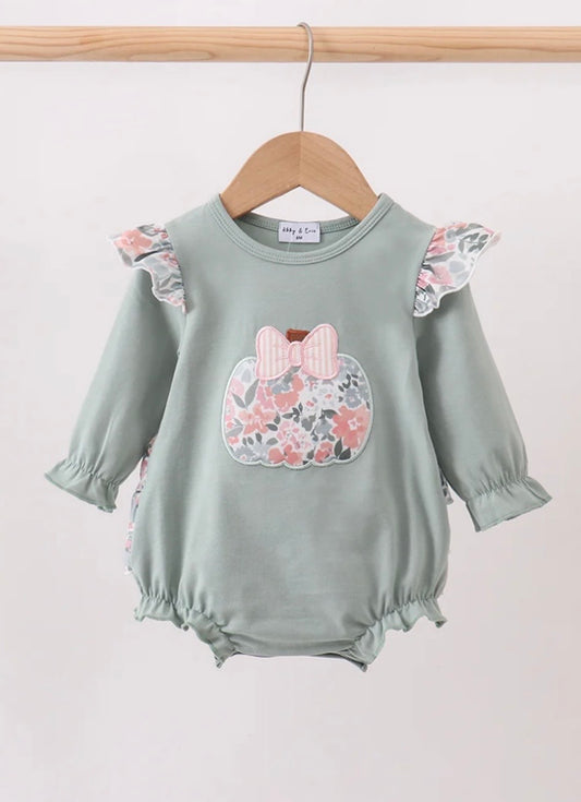 Sage Floral Pumpkin Ruffle Bubble