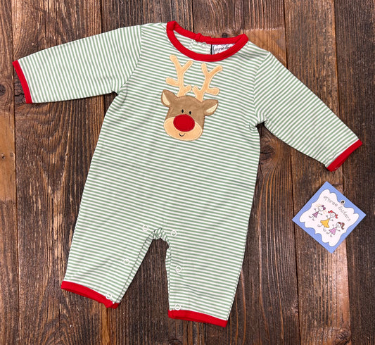 Three Sisters Reindeer Applique Boys Romper
