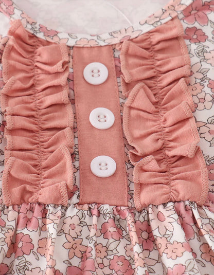 Rust Floral Ruffle Pant Set
