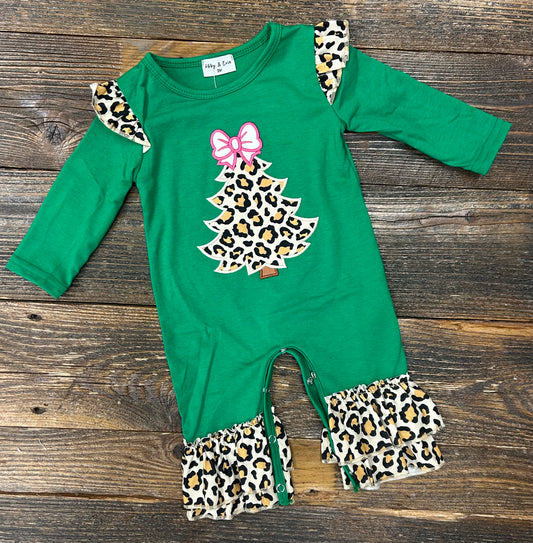 Christmas Tree Leopard Romper