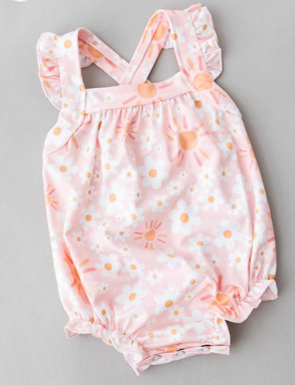 M&R Sweet & Sunny Ruffle Cross Back Romper
