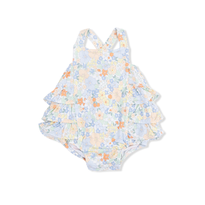 Angel Dear Georgia Floral Ruffle Sunsuit