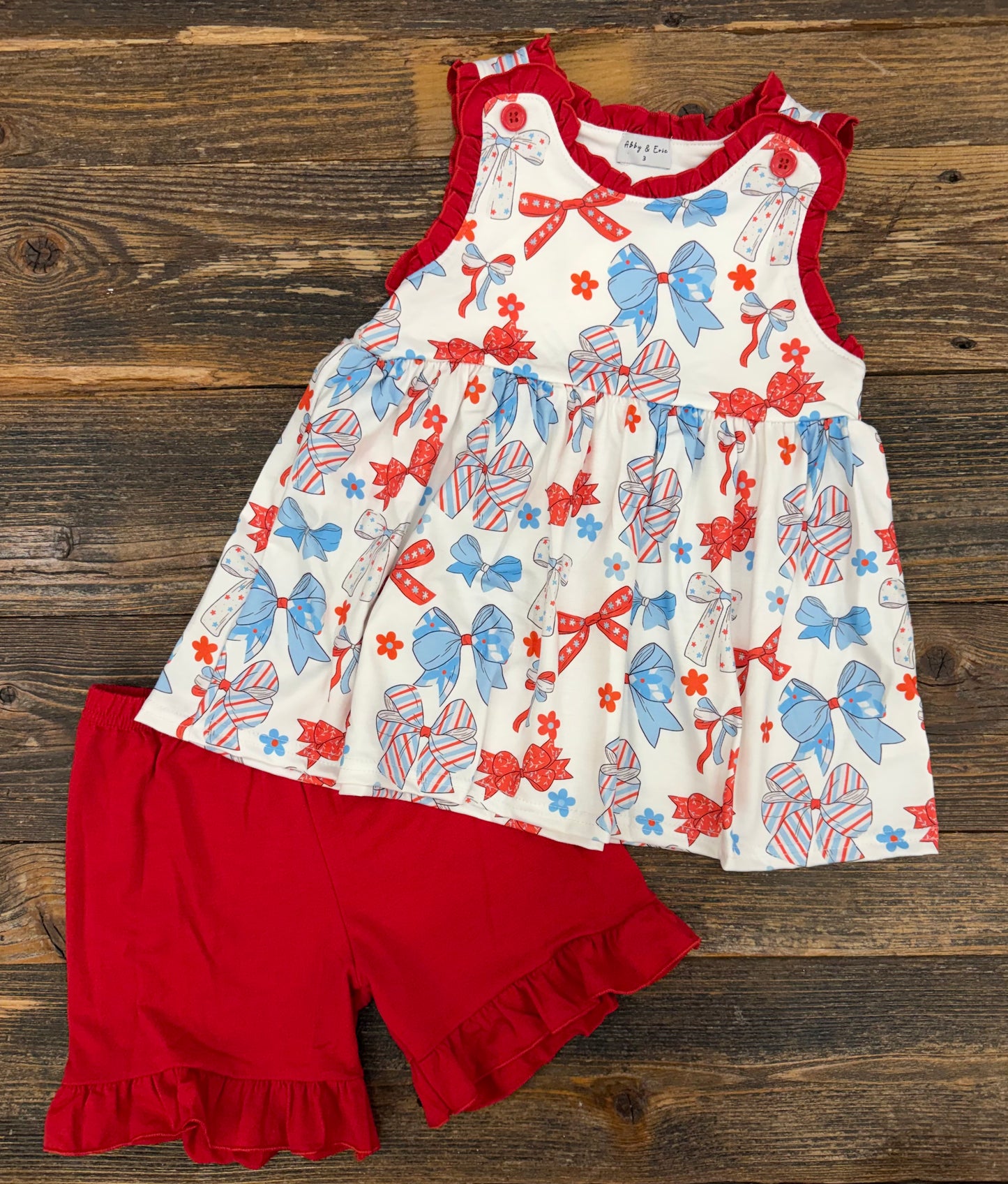 RWB Bow Ruffle Short Set
