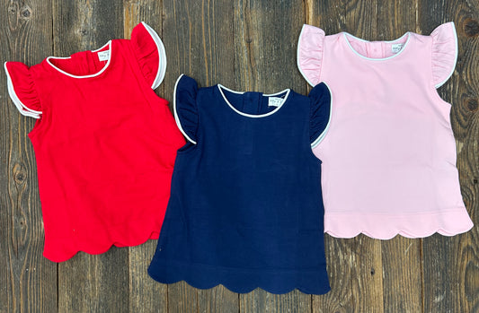 Flutter Sleeve Scalloped Top