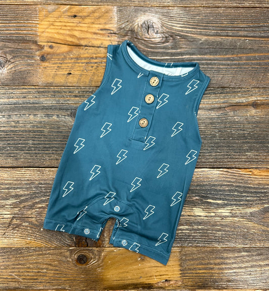 Blue Lightening Bolt Romper