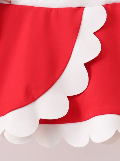 Red Scalloped Skort Set