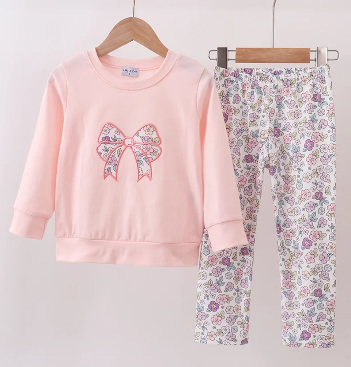 Pink Floral Bow Legging Set