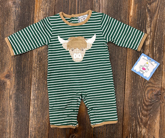 Three Sisters Highland Cow Applique Romper