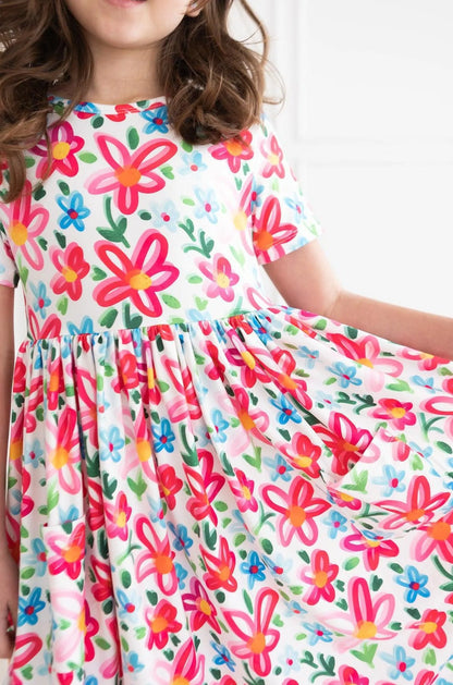 MR Neon Floral S/S Twirl Dress