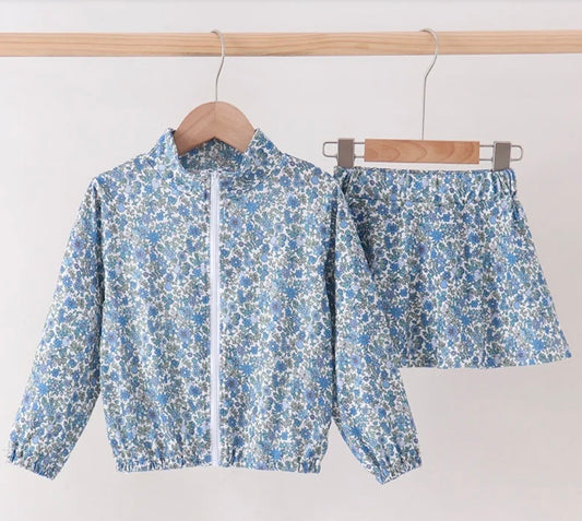 Teal Floral Skort Set