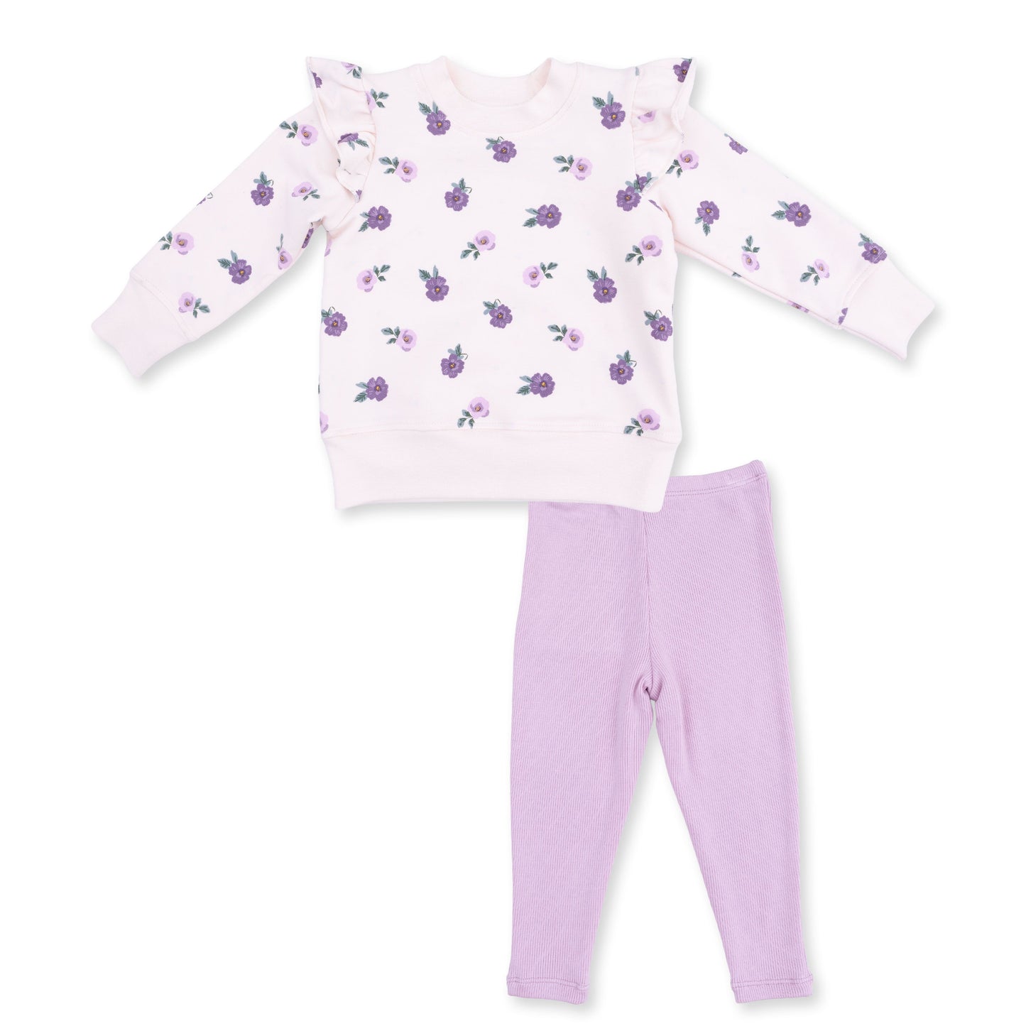 Angel Dear Violette Floral Ruffle Sweatshirt & Legging Set