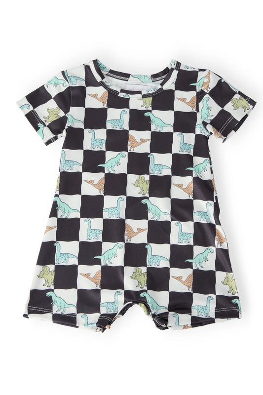 MR Dino Checkers Shorty Romper
